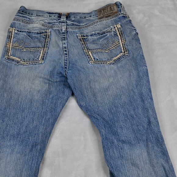 Ariat Jeans Mens 34x34 (33x32.5) M5 Slim Gambler Straight Stackable Distressed - Picture 8 of 13